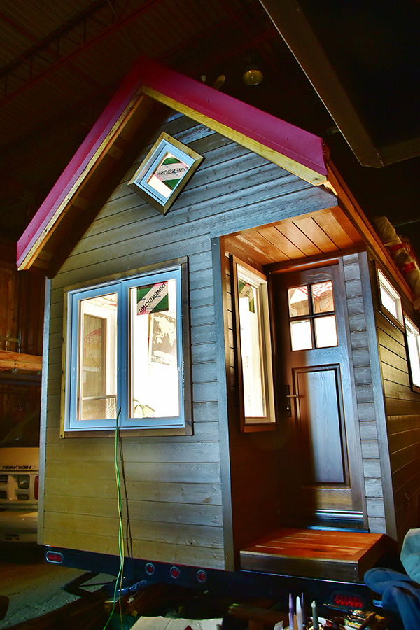 Exterior view of Katy & David's tiny house in construction.